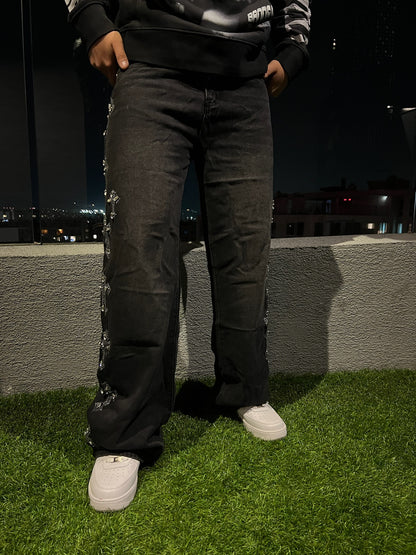 Midnight Rhinestone Cross Jeans