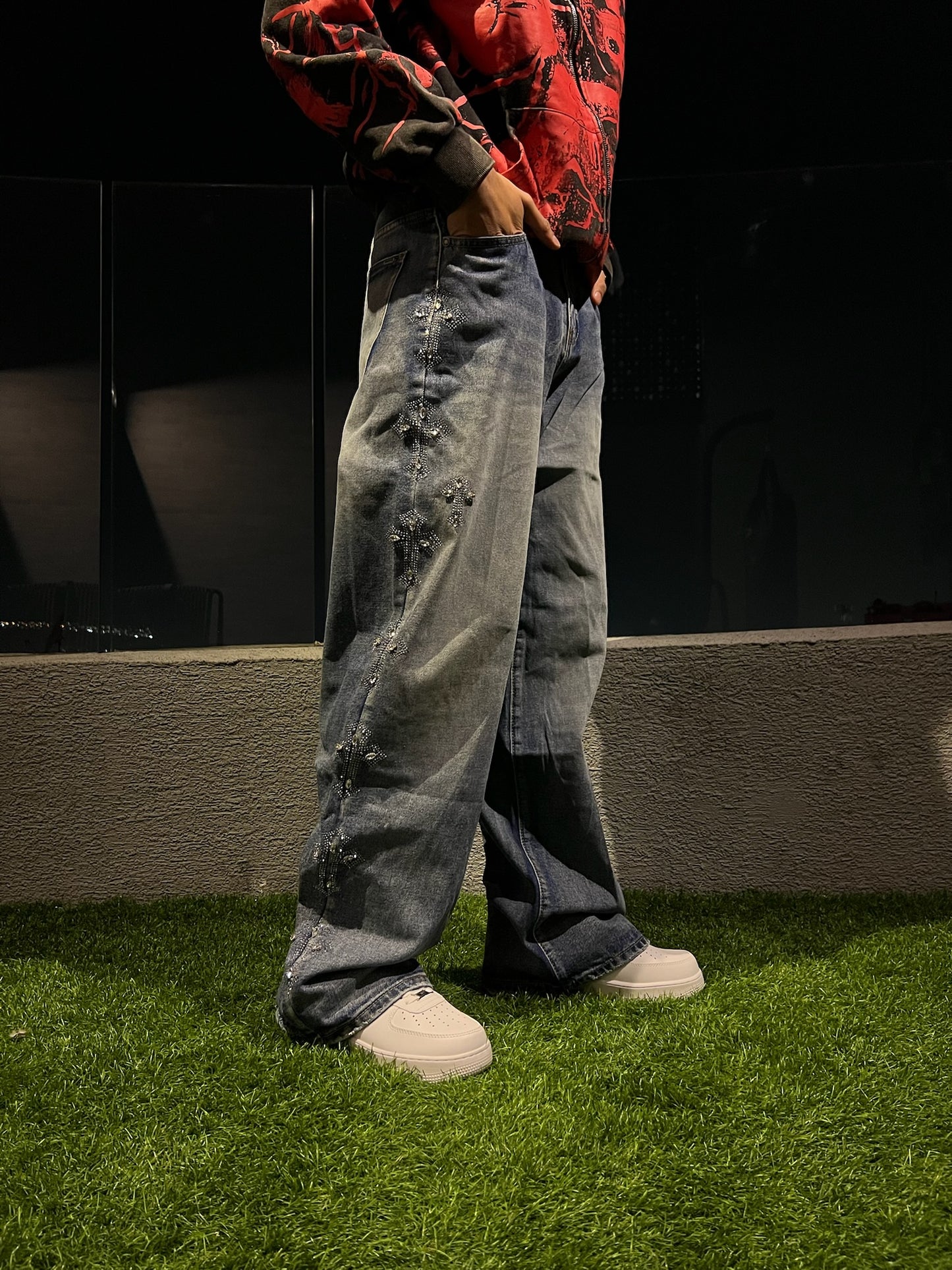 Pantalon Baggy Azul Cruz