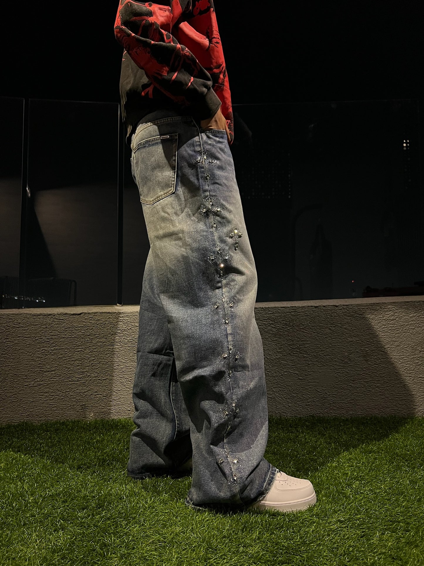 Pantalon Baggy Azul Cruz